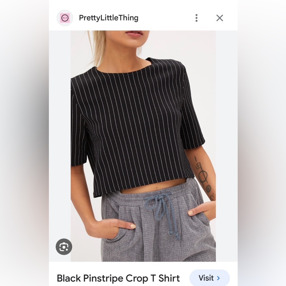 Pinstripe crop t shirt. (NWT)